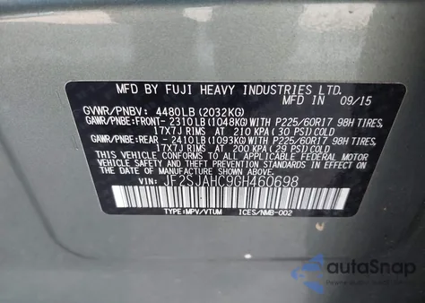 2016 Subaru Forester 2.5I Limited z USA, uszkodzony, nr VIN JF2SJAHC9GH460698